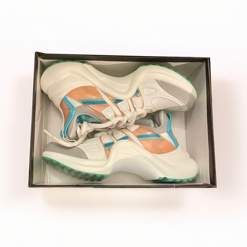 YOUKA: ORANGE, BLUE, WHITE AND LIGHT BLUE SHOES